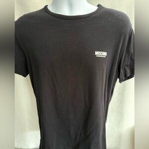 Moschino Black Short Sleeve Logo Tee with White Chest Print